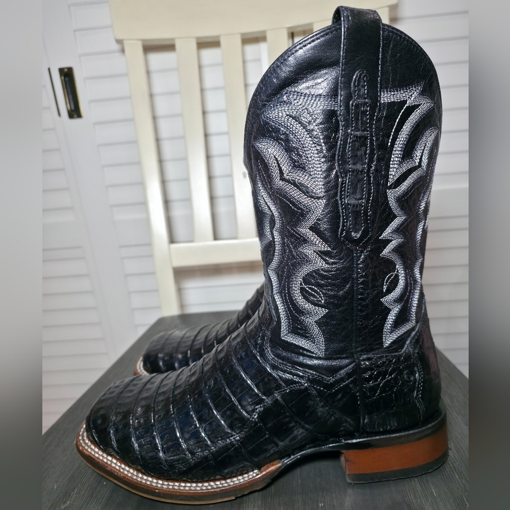 Dan Post Kingsly Exotic Caiman Western Boots Square Toe DP4805 Men's Size 10 D
